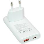 VALUE USB-Wandladegerät, EU-/US-Stecker, 2x USB (A+C), 65W (19.99.1112)