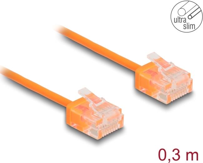 Delock RJ45 Netzwerkkabel Cat.6 UTP Ultra Slim 0.3 m orange mit kurzen (80853)