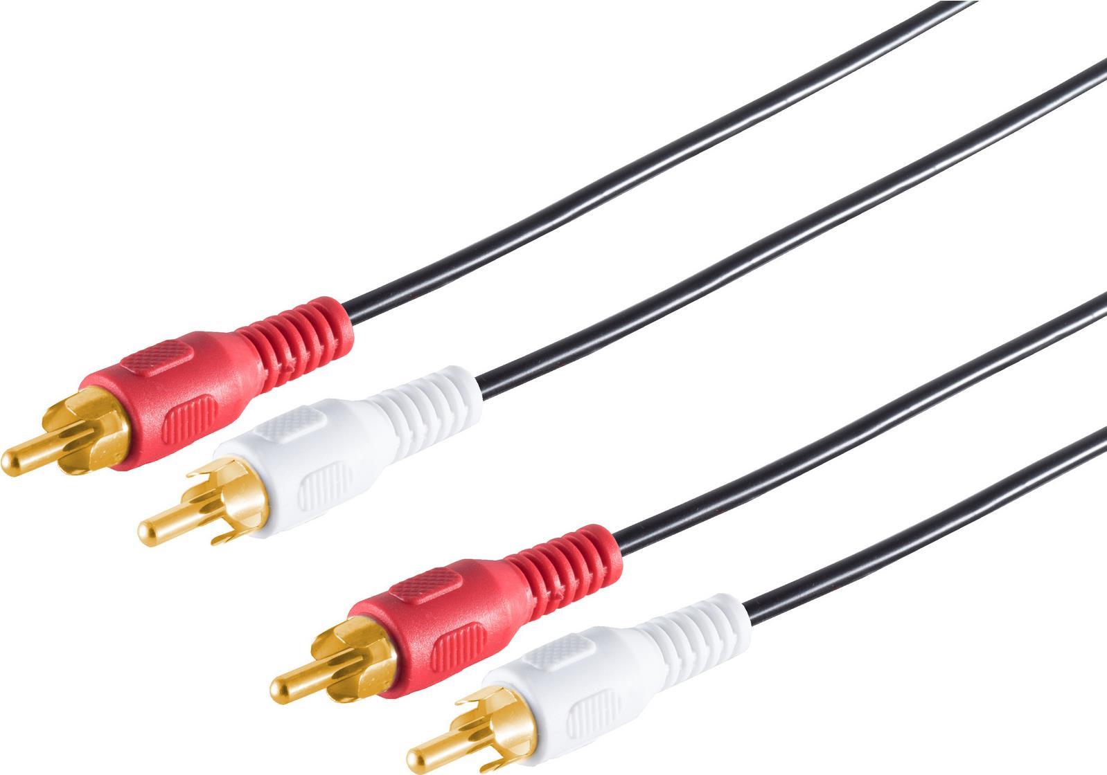 S/CONN maximum connectivity Cinch Audio-Kabel-2 Cinchstecker auf 2 Cinchstecker, vergoldet, 0,5m (40501)