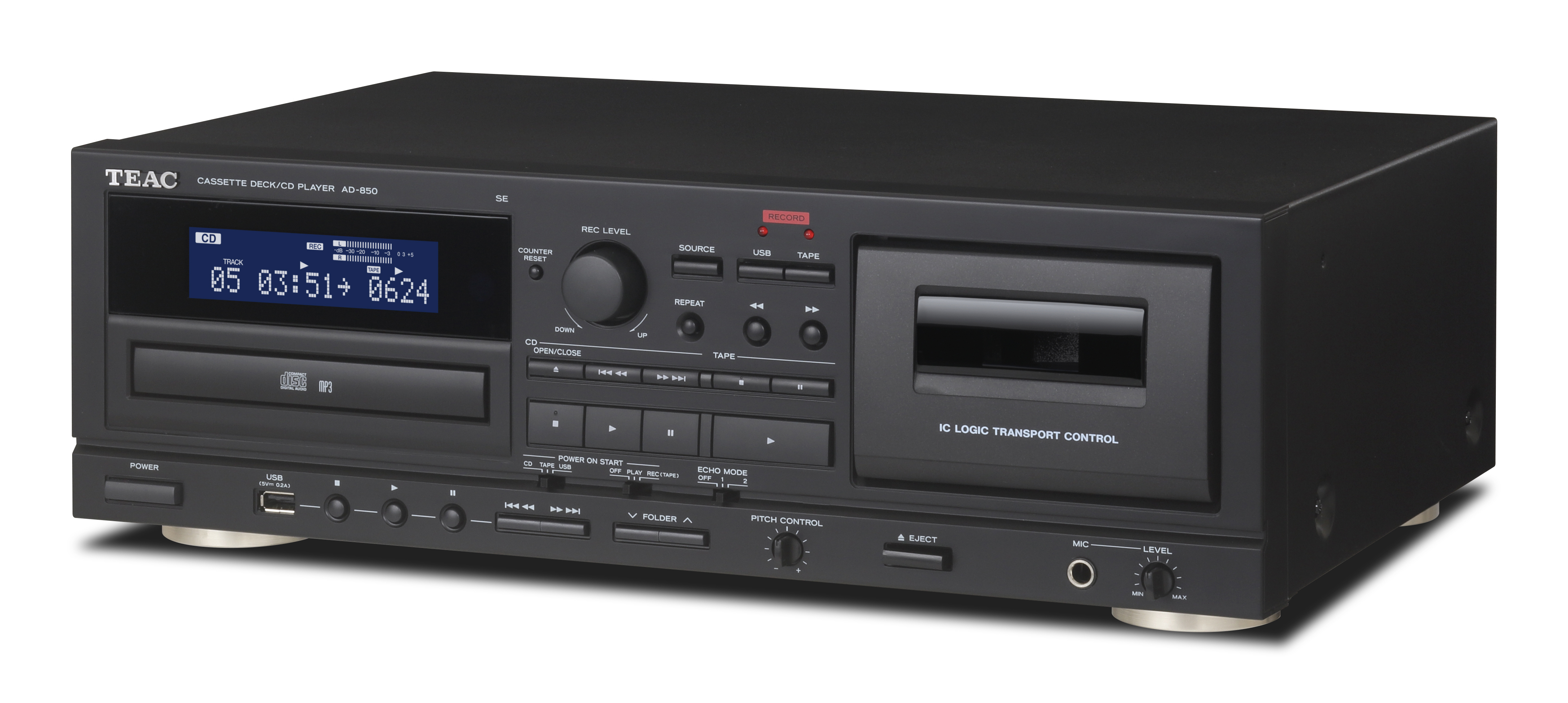 Teac AD-850-SE/B CD-Player mit Kassettendeck und USB Schwarz