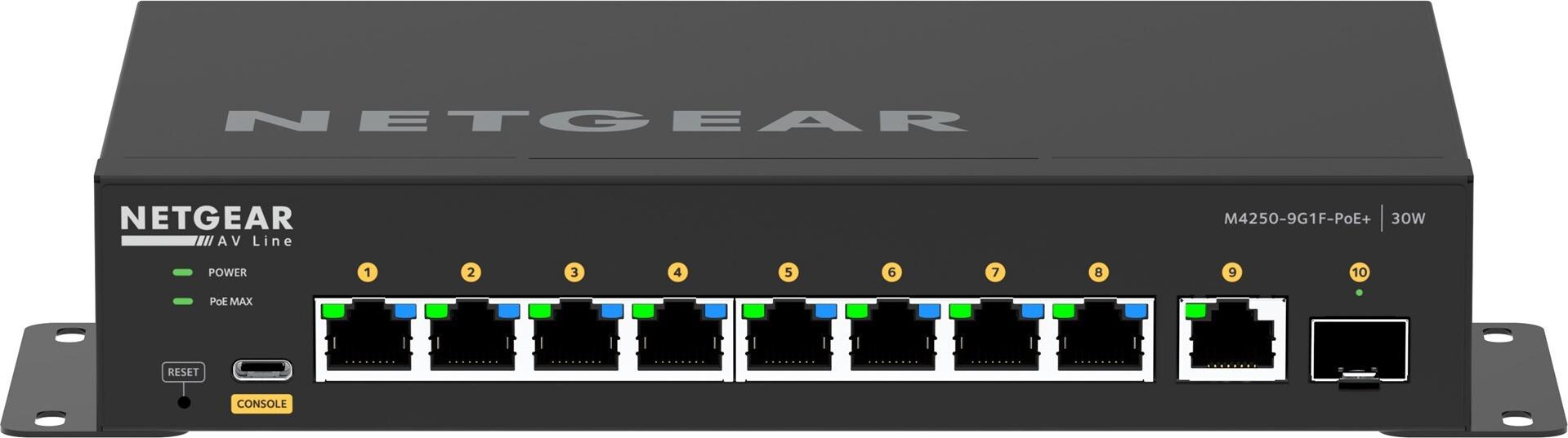NETGEAR AV Line M4250-9G1F-PoE+ Managed Switch 10-Port Gigabit PoE+ Schwarz