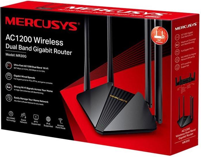 Mercusys MR30G AC1200 Dual-Band Gigabit WLAN-Router Schwarz