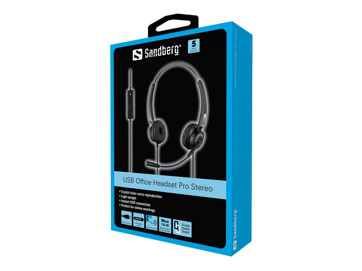 Sandberg Office Pro Stereo Headset USB On-Ear Schwarz