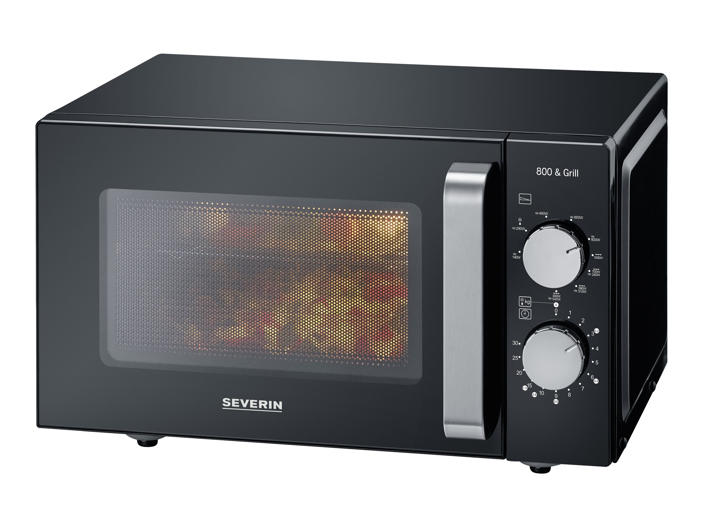 Severin MW 7762 Mikrowellenofen mit Grill 20 Liter 800 W Black/Stainless Steel