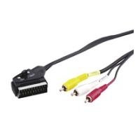 Wentronic Goobay Scart/Cinch-Adapterkabel, Schwarz, 2 m - SCART-Stecker (21-Pin) > 3x Cinch-Stecker (50364)