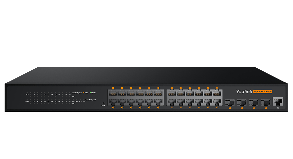 Yealink RCH240 L2+ Managed Switch 24 Ports PoE+ Schwarz