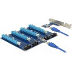 Delock Riser Karte PCI Express x1 > 4 x PCIe x16 mit 60 cm USB Kabel (41427)