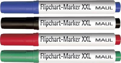 MAUL Flipchart-Marker XXL, sortiert, 4er Set in den Farben: je 1x rot, blau, grün, schwarz - 1 Stück (6383899)