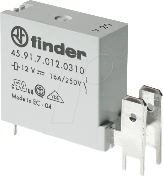 FINDER FIN 45.91.7 24V - Relais mit Flachsteckanschlüssen, 1 NO, 16 A, 24 V DC sensitiv (459170240310)