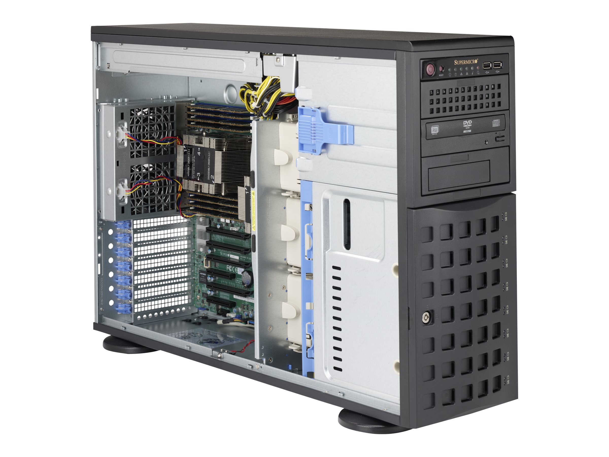 Supermicro SC745 BAC-R1K23B-SQ 4U Tower 8x Hot-Swap 2x redundantes Netzteil Schwarz