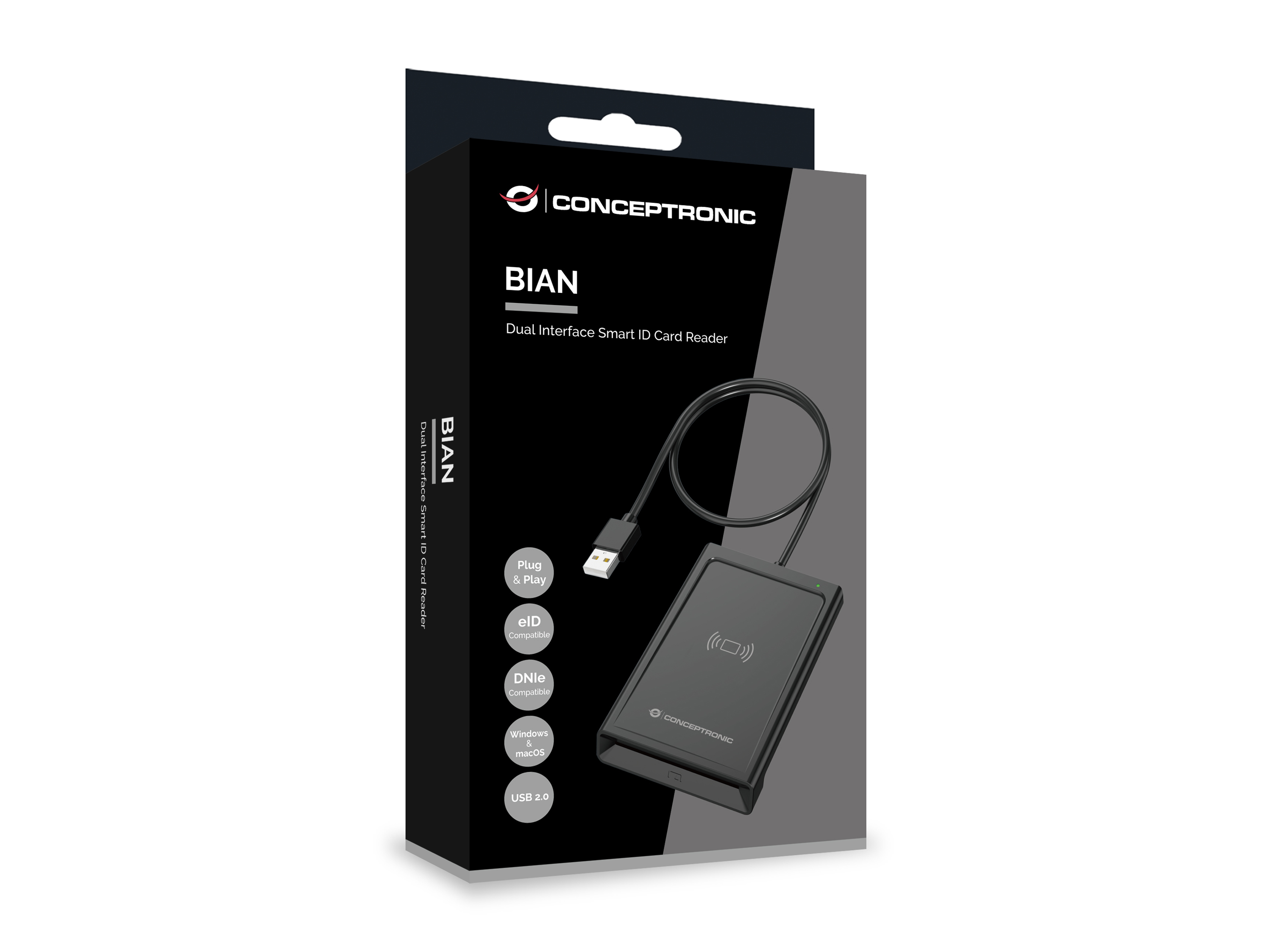 Conceptronic BIAN11B Smart-ID-Kartenleser Dual Interface USB 2.0 NFC Schwarz