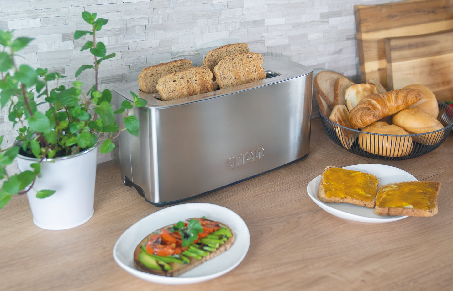 Unold Tom 4 Scheiben Toaster 1400 W Edelstahl Schwarz