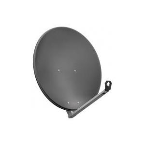 Wentronic Goobay 80 cm Alu-Satellitenspiegel, Anthrazit - für Ein-/Mehrteilnehmer und mit besonders stabilem Feedarm (67333)