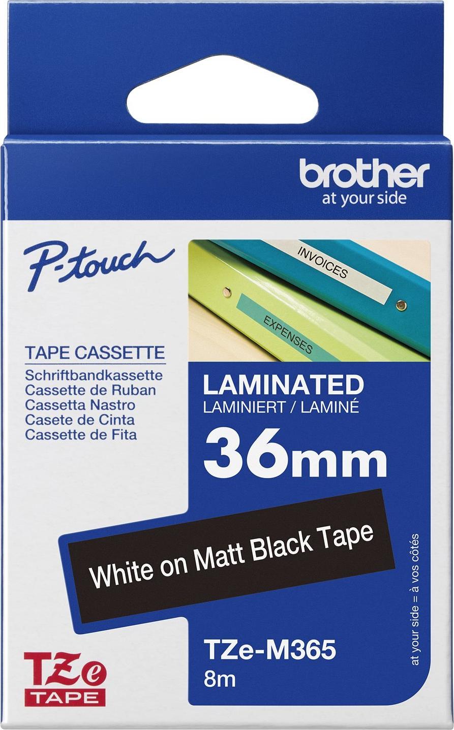 Brother TZe TZe-M365 Laminierter Farbband 36 mm 8 m Weiß auf Schwarz Matt