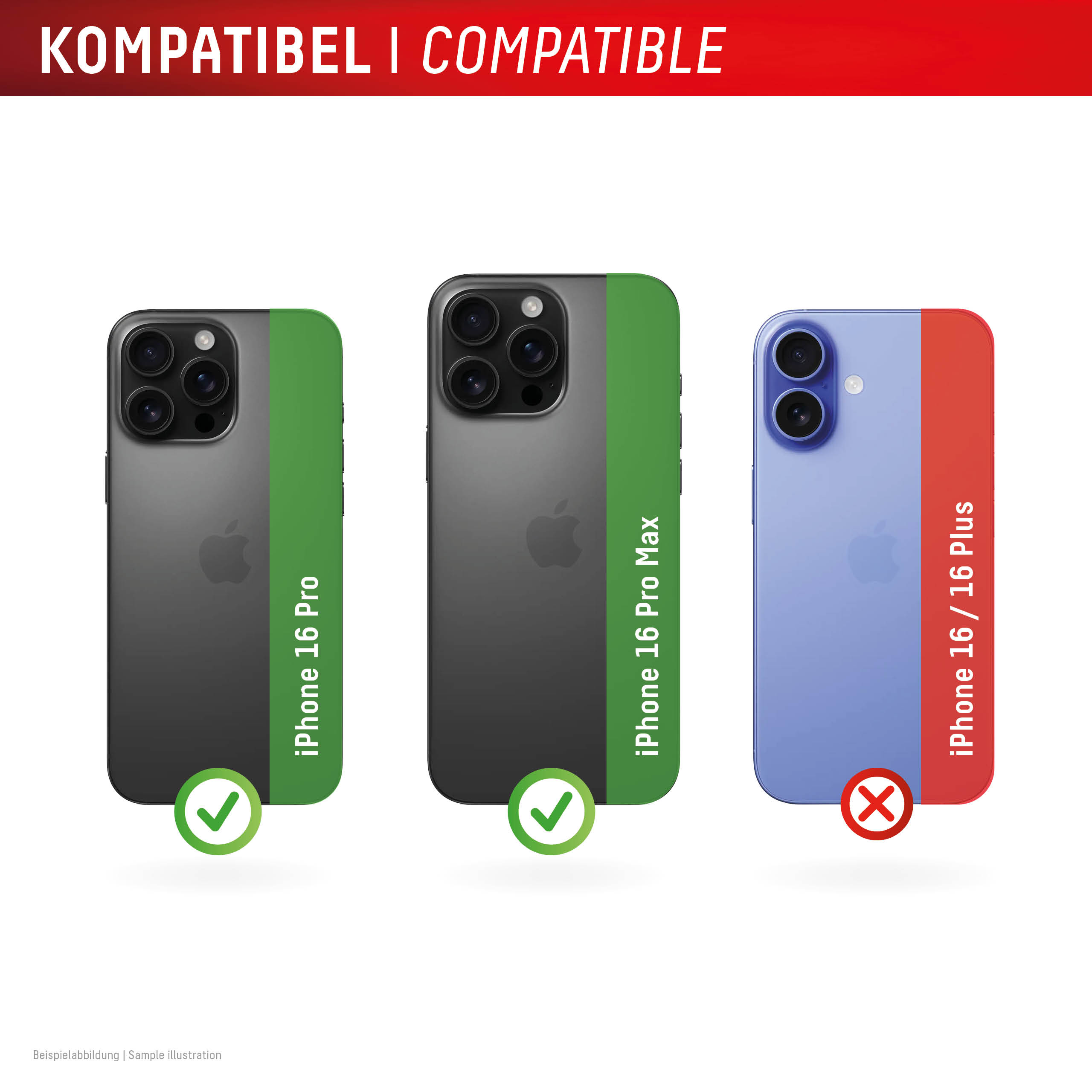 E.V.I. DISPLEX CamGlass All-In-One Kameraobjektivschutz iPhone 16 Pro/16 Pro Max Schwarz, Transparent