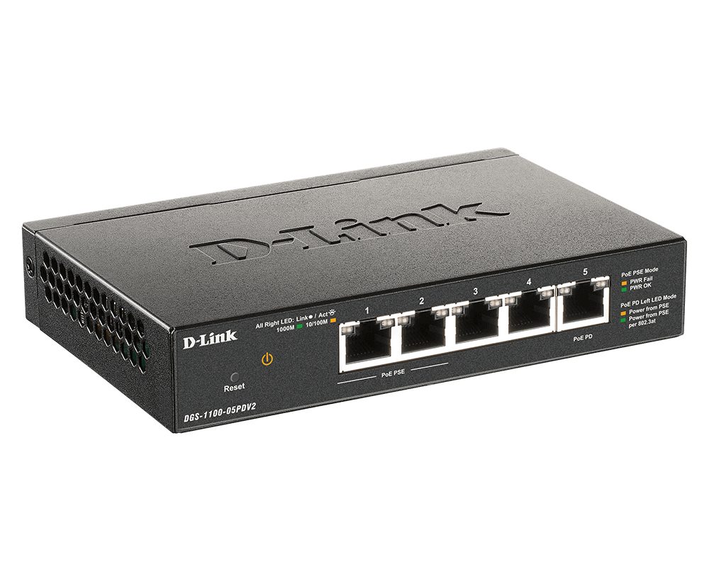 D-Link DGS-1100-05PDV2 5-Port Gigabit Smart Switch Schwarz