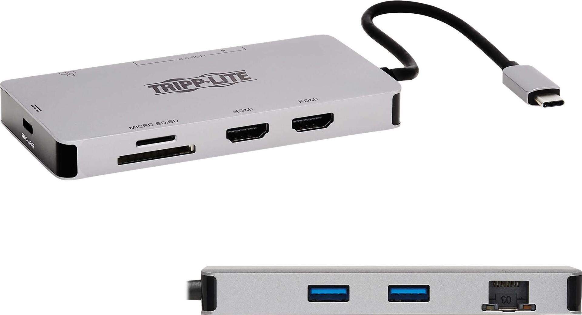 Tripp Lite Eaton Tripp Lite Series U442-DOCK8G-GG Dockingstation USB-C 2 x 4K HDMI 100W PD Grau