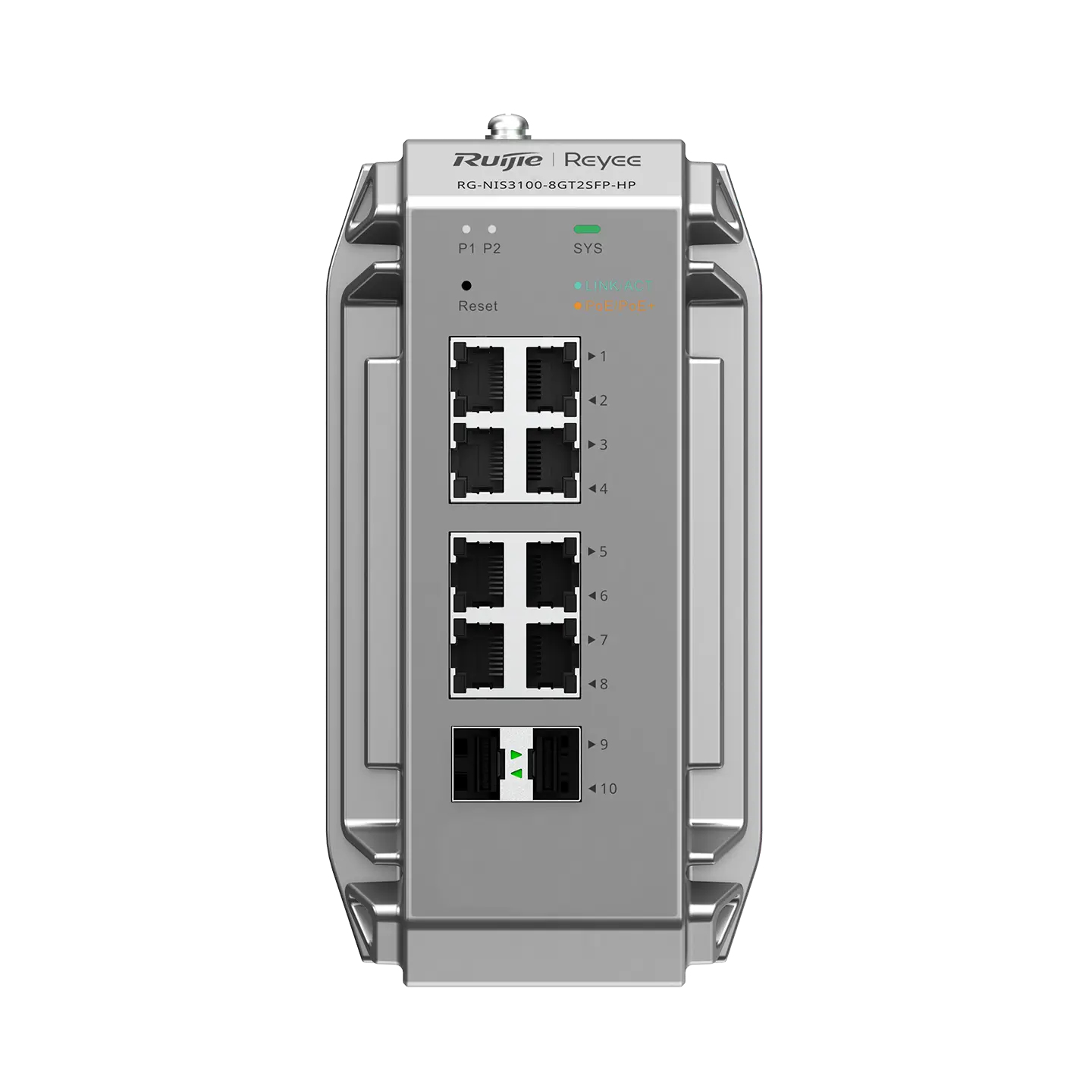 Ruijie Reyee RG-NIS3100-8GT2SFP-HP 10-Port Managed Industrie-Switch 8x RJ-45 Gigabit 2x SFP Grau