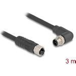 Delock M12 Kabel L-kodiert 4 Pin Stecker rechts gewinkelt zu Buchse gerade PUR (80530)
