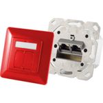 S/CONN maximum connectivity Netzwerkdose-cat.6A Netzwerkdose 2-Fach designfähig, horizontale Kabelführung, Zentralstück inkl. Abdeckrahmen, rot (74280-R)