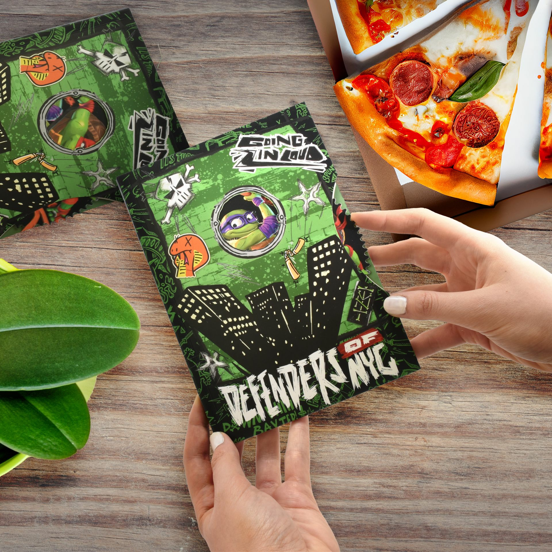 Thumbs Up Notizbuch TMNT Spinner 80 Blätter Liniert Mehrfarbig
