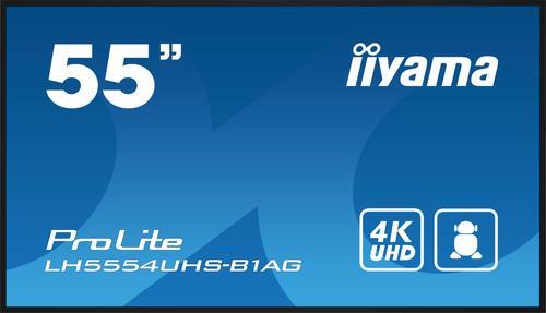 iiyama LH5554UHS-B1 Signage-Display Digital Beschilderung Flachbildschirm 139 cm (55" ) LCD WLAN 4K Ultra HD Schwarz Eingebauter Prozessor Android 11 24/7 [Energieklasse G] (LH5554UHS-B1)