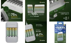 Varta Eco Charger Pro Recycled+ 4 x 2100 mAh AA 57683 101 121 - VARTA 57683 101 121 Eco Pro Recycled (57683 101 121)