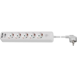 Goobay 5-fach Steckdosenleiste mit Schalter und 2 USB Ports, Weiß, 1.5 m - zum Anschluss von bis zu fünf Elektrogeräten und zwei USB-Geräten (41265)