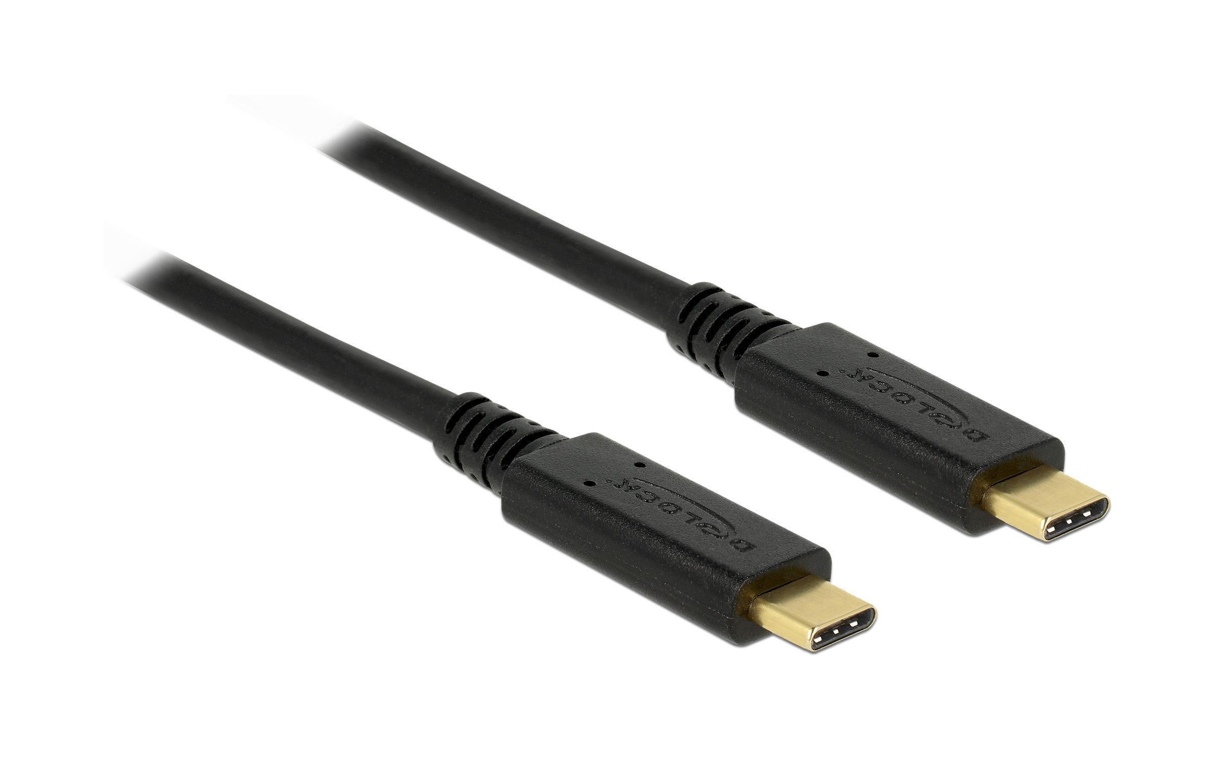 Delock USB-C zu USB-C Kabel USB 3.1 Gen 2 10 Gbps 1 m 3 A E-Marker Schwarz