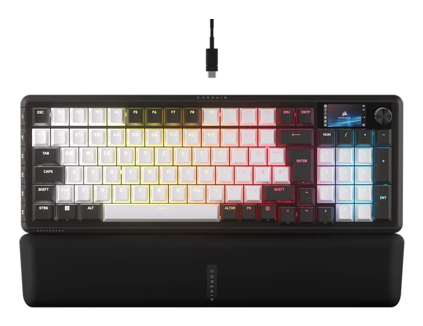 Corsair VANGUARD 96 Mechanische Gaming-Tastatur MLX Plasma RGB 8.000 Hz QWERTZ Schwarz/Weiß