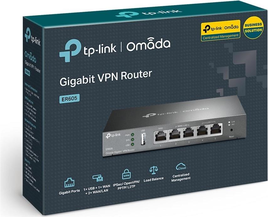 TP-LINK Omada ER605 Gigabit Multi-WAN VPN Router Schwarz