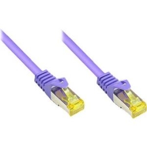 RJ45 Patchkabel mitCat.7 Rohkabel und Rastnasenschutz (RNS®), S/FTP, PiMF, halogenfrei, 600MHz, OFC, violett, 1m, Good Connections® (8070R-010V)