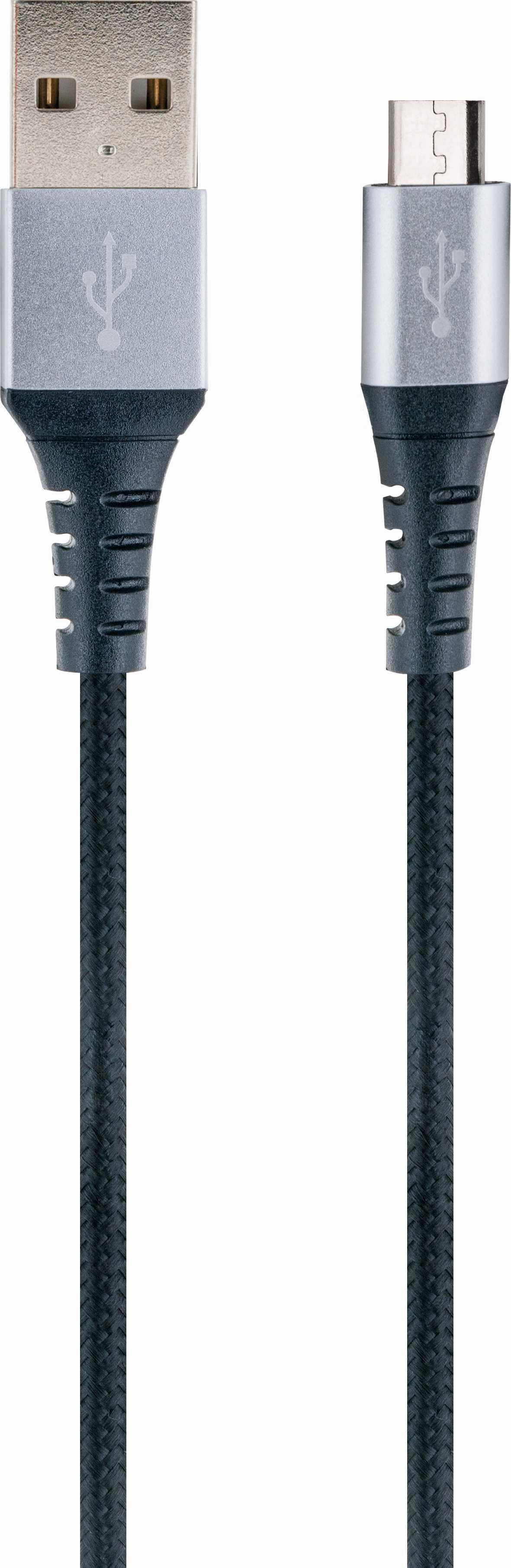 Schwaiger LKU 120 M USB Kabel 1,2 m 2.0 USB A Micro-USB B Schwarz - Silber (LKU120M533)