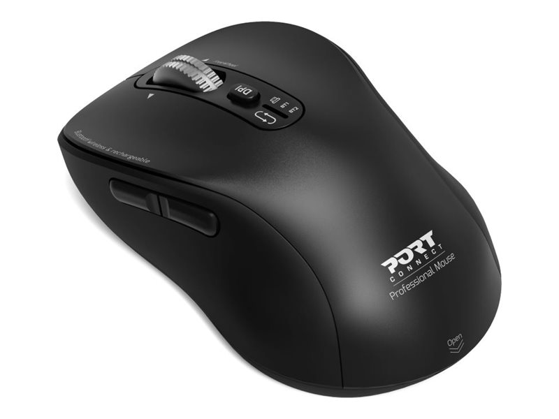 PORT Connect Expert Kabellose Maus Bluetooth 2,4 GHz Wiederaufladbar USB-C Schwarz