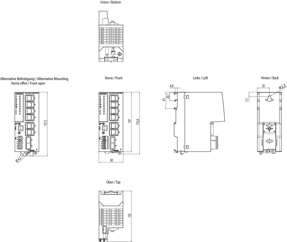 Siemens SCALANCE XC206-2 Managed Switch 6 Ports RJ-45