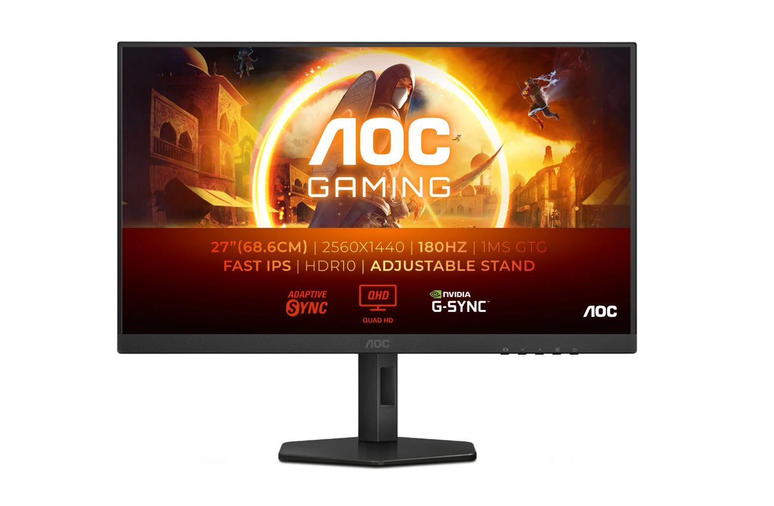 AOC Q27G4XF, Gaming-Monitor - (68.5 cm (27 Zoll), schwarz, QHD, IPS, HDR, Adaptive-Sync, Pivot, 180Hz Panel) [Energieklasse E] (Q27G4XF)