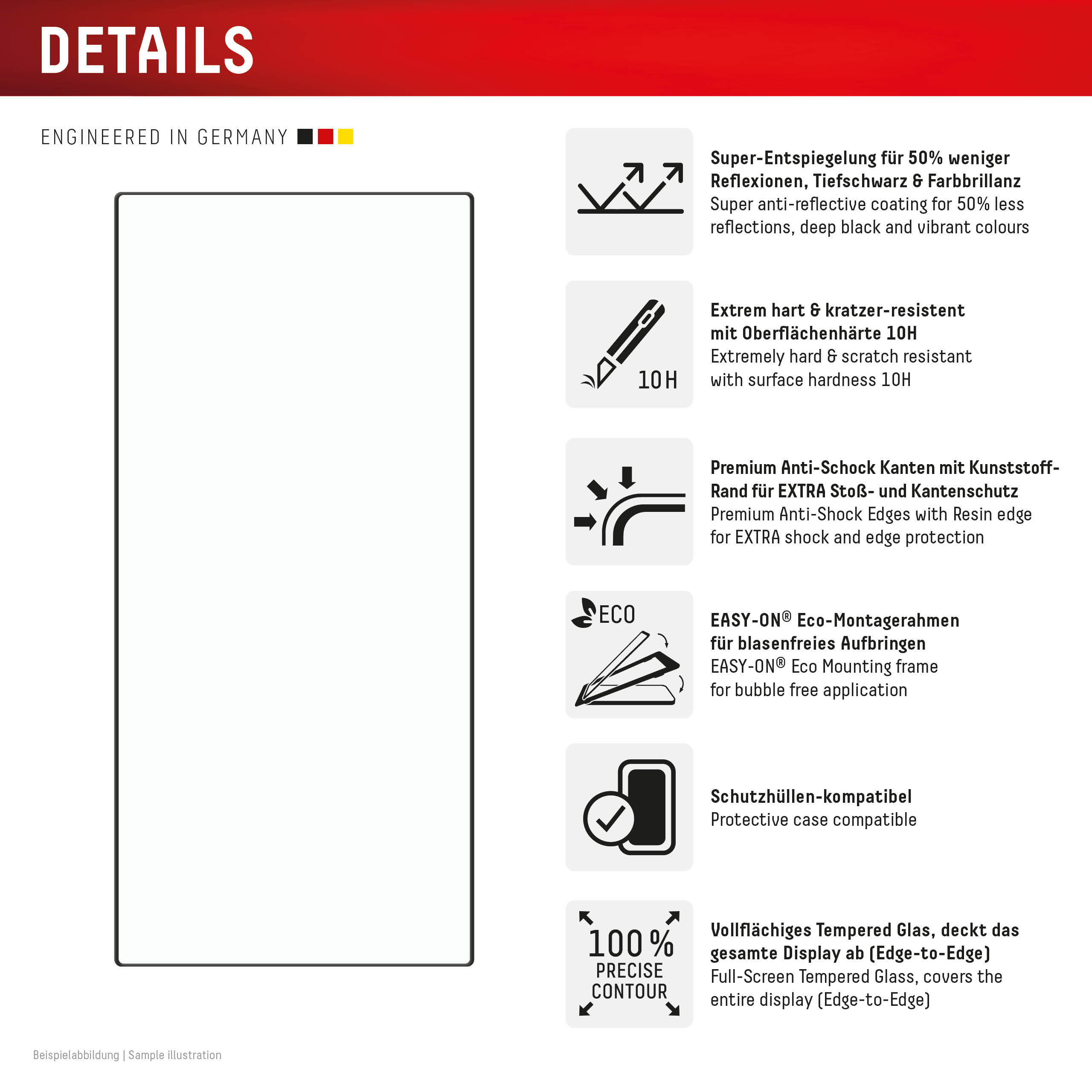 E.V.I. DISPLEX Premium Glass FCAR Samsung Galaxy S24 Ultra Schwarz, Transparent