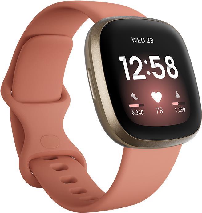 Fitbit Versa 3 - Gesundheits- & Fitness-Smartwatch Pink Clay/Soft Gold Aluminum (0811138039806)