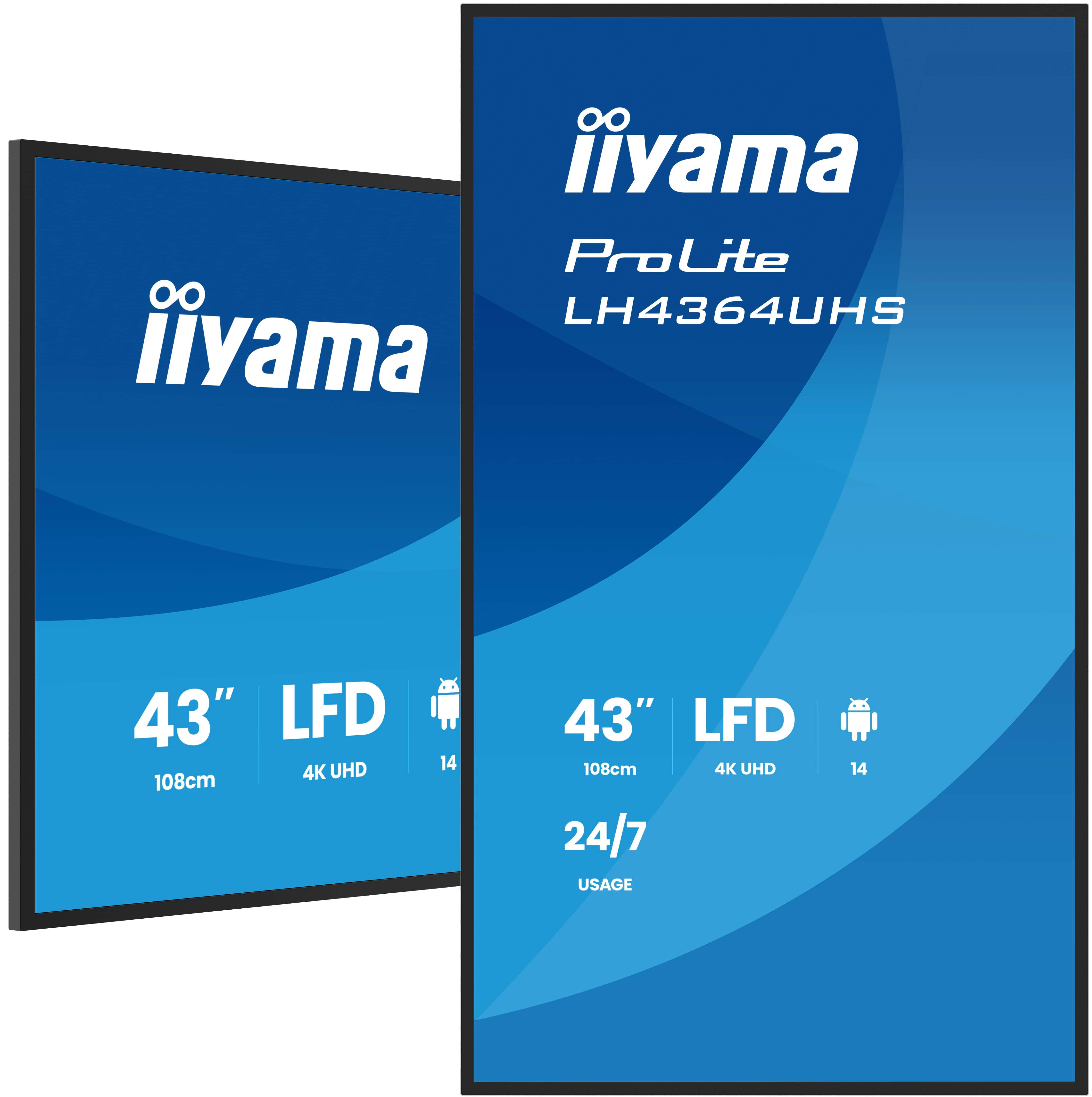 Iiyama ProLite LH4364UHS-B1AG 43" 4K UHD Digital Signage Display Schwarz