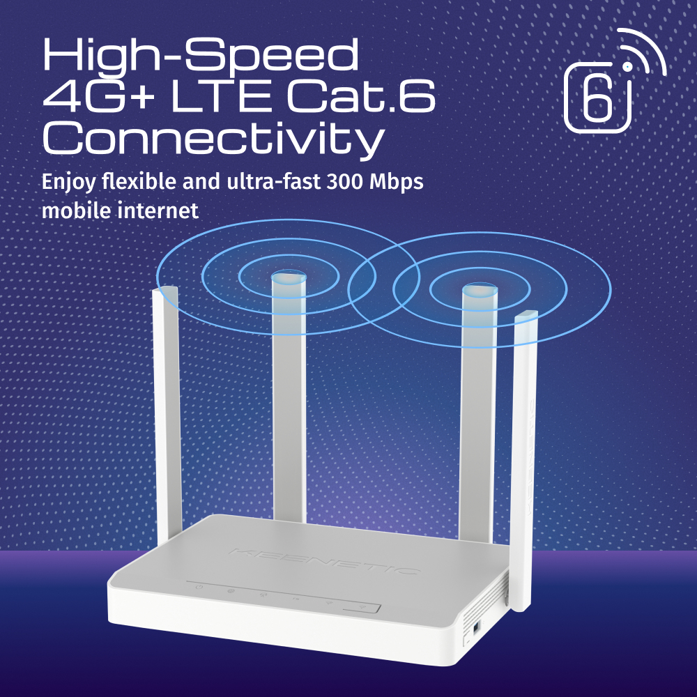 Keenetic Hero 4G+ KN-2311-01-EU WLAN-Router Wi-Fi 6 Dual-Band 4G LTE Nano-SIM Grau, Weiß