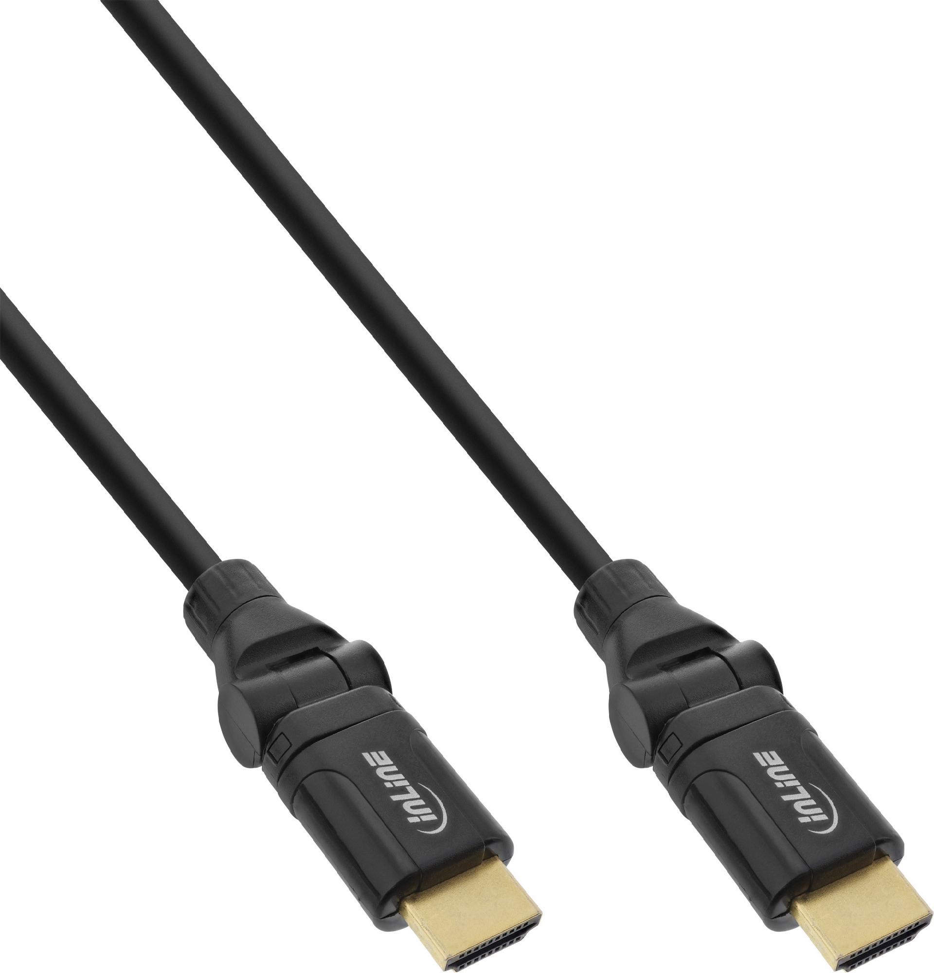 InLine High Speed HDMI-Kabel mit Ethernet, 180° Winkelstecker, 1,5 m, Schwarz