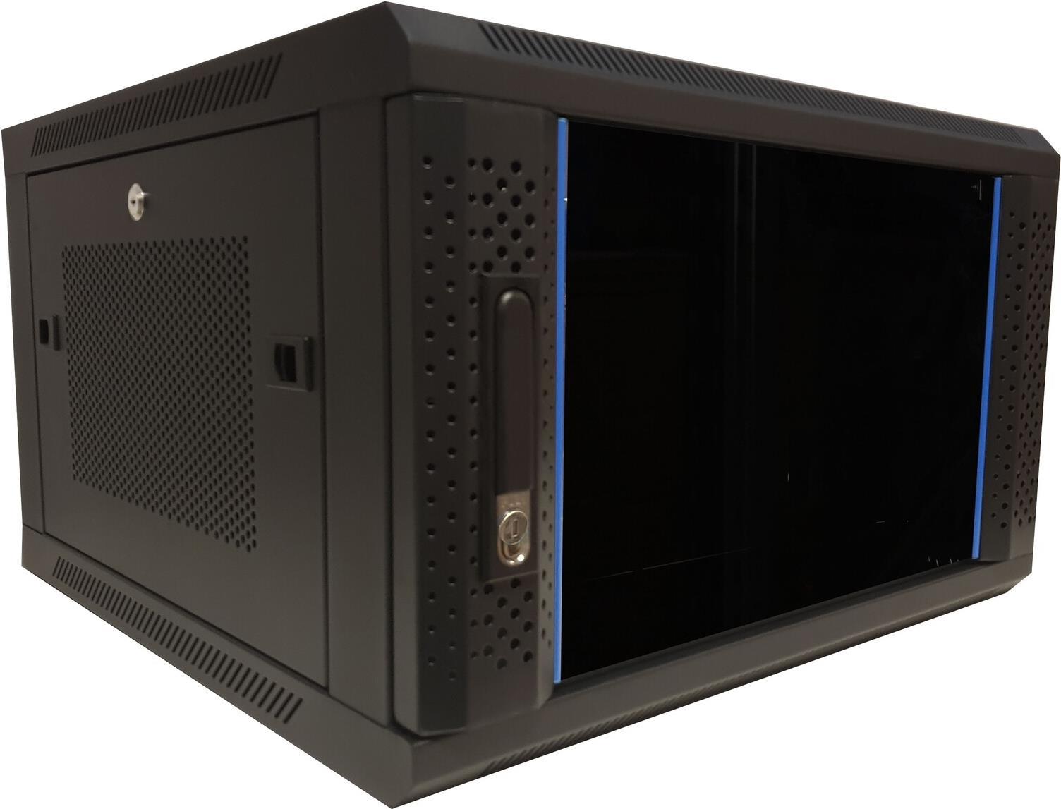 DSIT 6 HE Serverschrank, 19” Wandgehäuse mit Glastür und Perforierte Seitenwände (BxTxH) 600 x 600 x 368mm (DS6606ZP)
