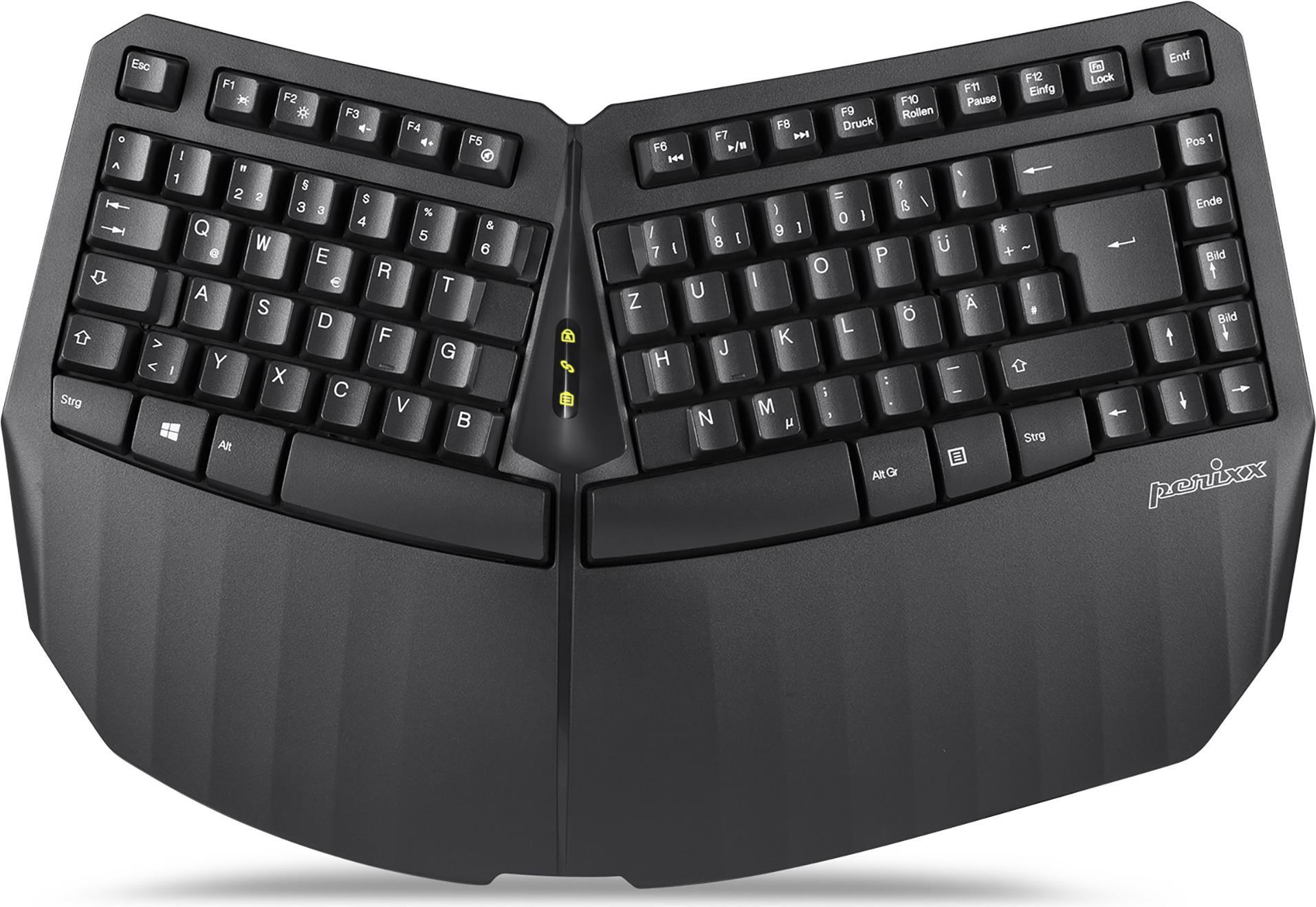 Perixx PERIBOARD-613 DE B Kabellose kompakte ergonomische Tastatur schwarz (PERIBOARD-613 DE B)