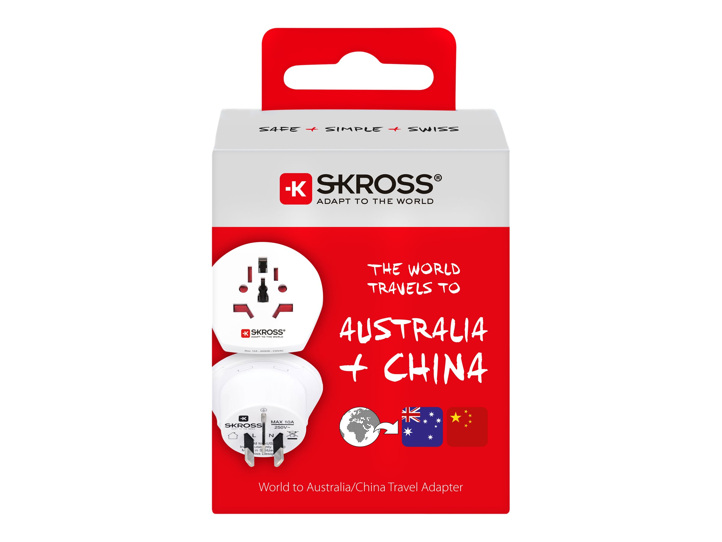 SKROSS Country Travel Adapter World to Australia/China 100–250 V 10 A Weiß