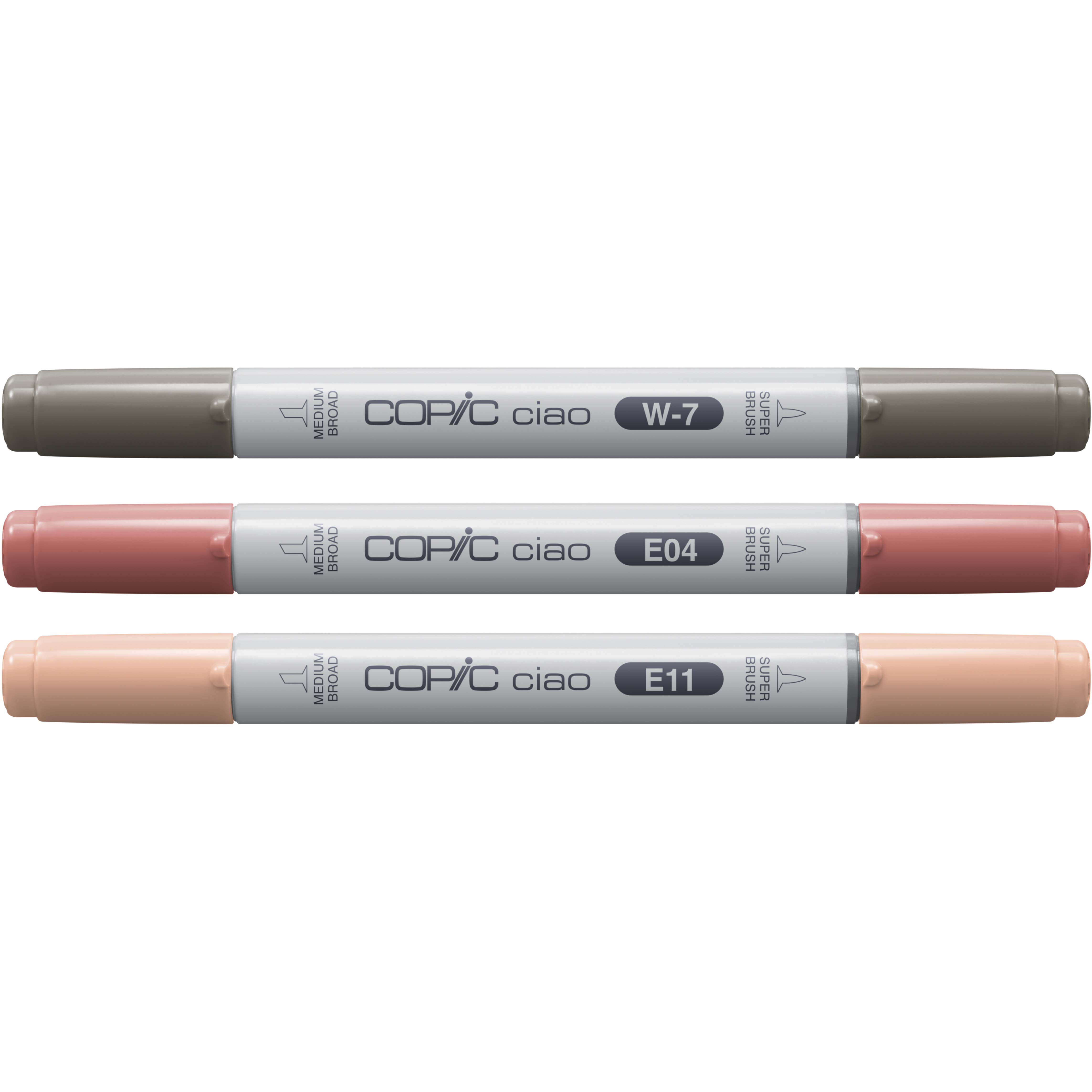 COPIC Ciao Layoutmarker-Set 3 St., Meißel-/Bürstenspitze 1,0 + 6,0 mm, Warm Palette