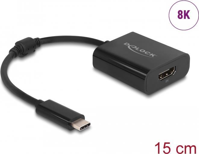 DELOCK - Videoadapter - 24 pin USB-C männlich zu HDMI weiblich - 15,0m - Schwarz - unterstützt 8K 30