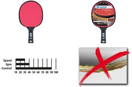 DONIC SCHILDKRÖT Tischtennisschläger "Protection Line S300" Lernschläger, Farbe: schwarz/rot, Jade Belag (glatter Belag - 1 Stück (703054)