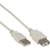 INLINE USB 2.0 Kabel Inline Stecker A an Buchse A, Verlängerung 1,8m, beige