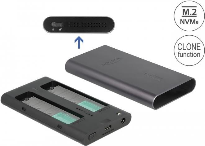 Delock - Festplatten-Array - 2 Schächte (PCI Express (NVMe)) - USB 3,2 Gen 2 (extern) (42010)