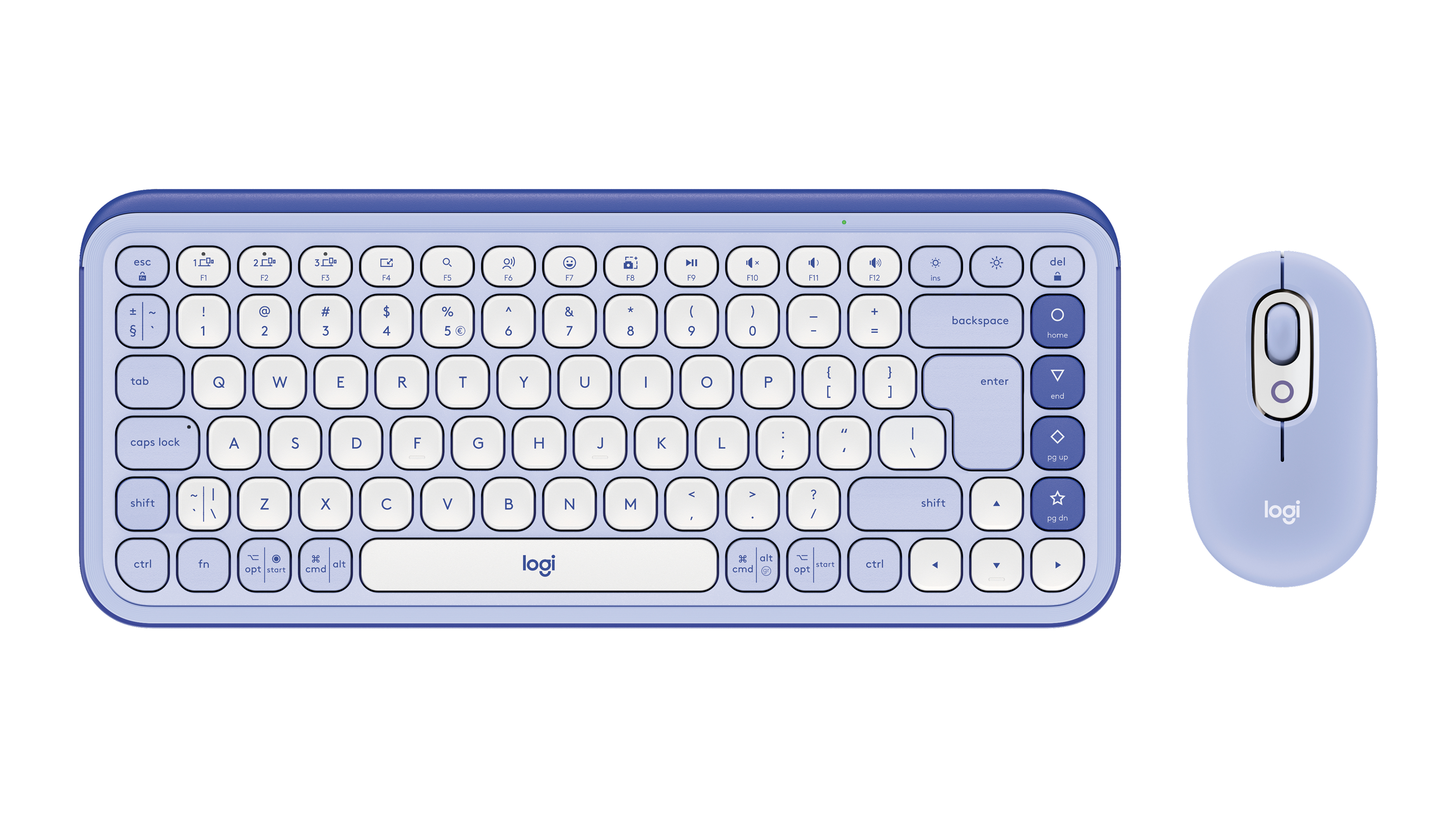 Logitech POP Icon Combo Kabelloses Tastatur-und-Maus-Set Bluetooth LE QWERTY US International Fliederfarben, Off-White